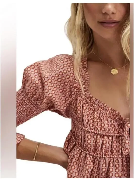 Free People Star Dip Mini Dress in the "Glass Roses Combo" colorway Sz M #1389 - Picture 12 of 13
